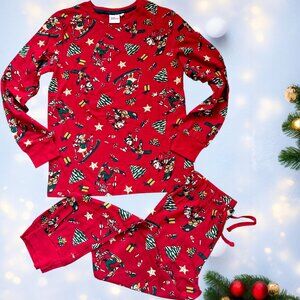 Disney Mickey Mouse Christmas Pajama Set – Festive All-over Print Long Sleeve